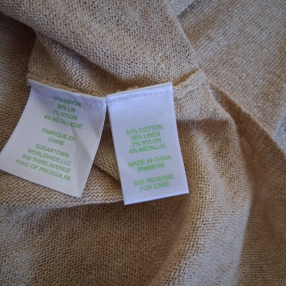Lilly Pulitzer Women's Large Gold Metallic Linen Blend Lightweight Knit Tank Top - Picture 7 of 13
